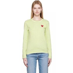 COMME DES GARÇONS PLAY Striped Long-Sleeve T-Shirt Tee Top $140 XS